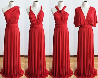 RED Infinity Dress, Bridesmaid Dress, Multi-way Bridesmaid Dress, Maternity Dress Photo Shoot, Wedding Guest Dress, Plus Size Available