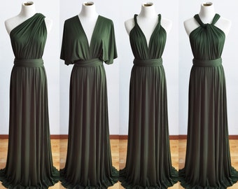 Dark Green Infinity Slit Dress, Bridesmaid Dresses, Wedding Guest Dress,  Multi Wrap Dress, Convertible Dress, Multiway Dress - Etsy