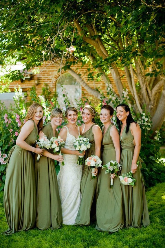 Short Moss Olive Green Bridesmaid Dress ...