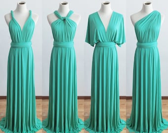AQUA BLUE Bridesmaid Dress, Infinity Dress, Convertible Dress Bridesmaid, Maxi Dress for Women Wedding Guest Spring, Evening Dress, Formal