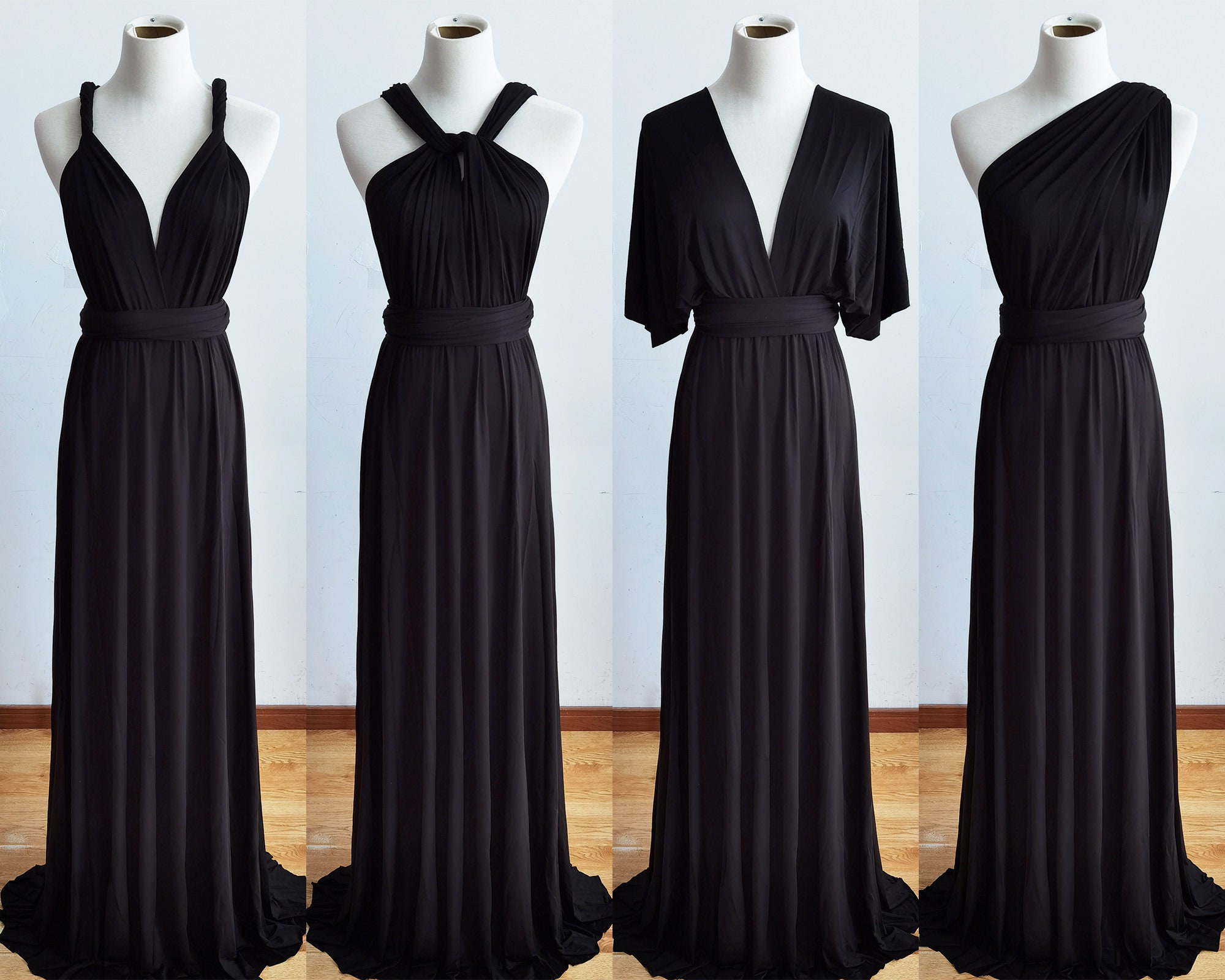 princess polly baby blue dress Black Long Bridesmaid Dress With Side Slit – TANYA BRIDAL main image 0