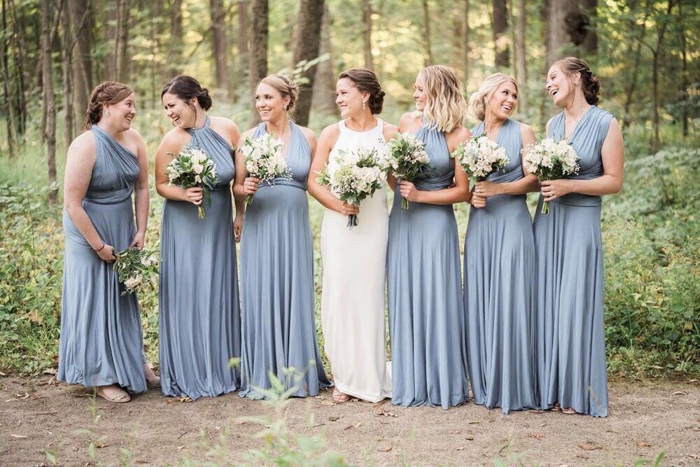 DUSTY BLUE Bridesmaid Dress Infinity Dress Convertible Dress Bridesmaid Maxi Dress for Women Wedding Guest Spring Evening Dress Formal Etsy