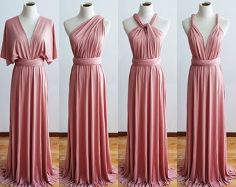 DUSTY ROSE Bridesmaid Dress, Infinity Dress, Convertible Dress Bridesmaid, Maternity Dress Baby Shower, Wedding Guest Dress, Plus Size