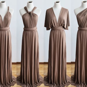 TAUPE Bridesmaid Dress, Infinity Dress, Convertible Dress Bridesmaid, Short Dress for Women Wedding Guest Spring, Evening Dress Formal Dress