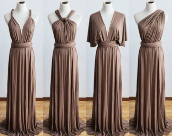 TAUPE Bridesmaid Dress, Infinity Dress, Convertible Dress Bridesmaid, Short Dress for Women Wedding Guest Spring, Evening Dress Formal Dress