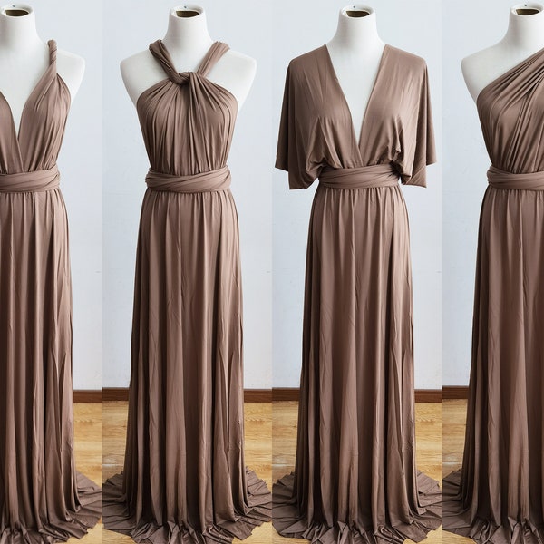 TAUPE Bridesmaid Dress, Infinity Dress, Convertible Dress Bridesmaid, Short Dress for Women Wedding Guest Spring, Evening Dress Formal Dress