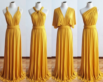 MUSTARD Infinity Dress, Bridesmaid Dress, Multi-way Bridesmaid Dress, Maxi Dress for Women Black, Evening Dress, Formal Dress, Party Dress