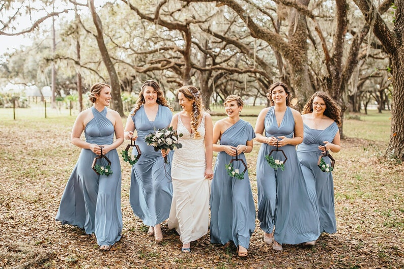 DUSTY BLUE Bridesmaid Dress, Infinity Dress, Convertible Dress Bridesmaid, Maxi Dress for Women Wedding Guest Spring, Evening Dress Formal zdjęcie 1