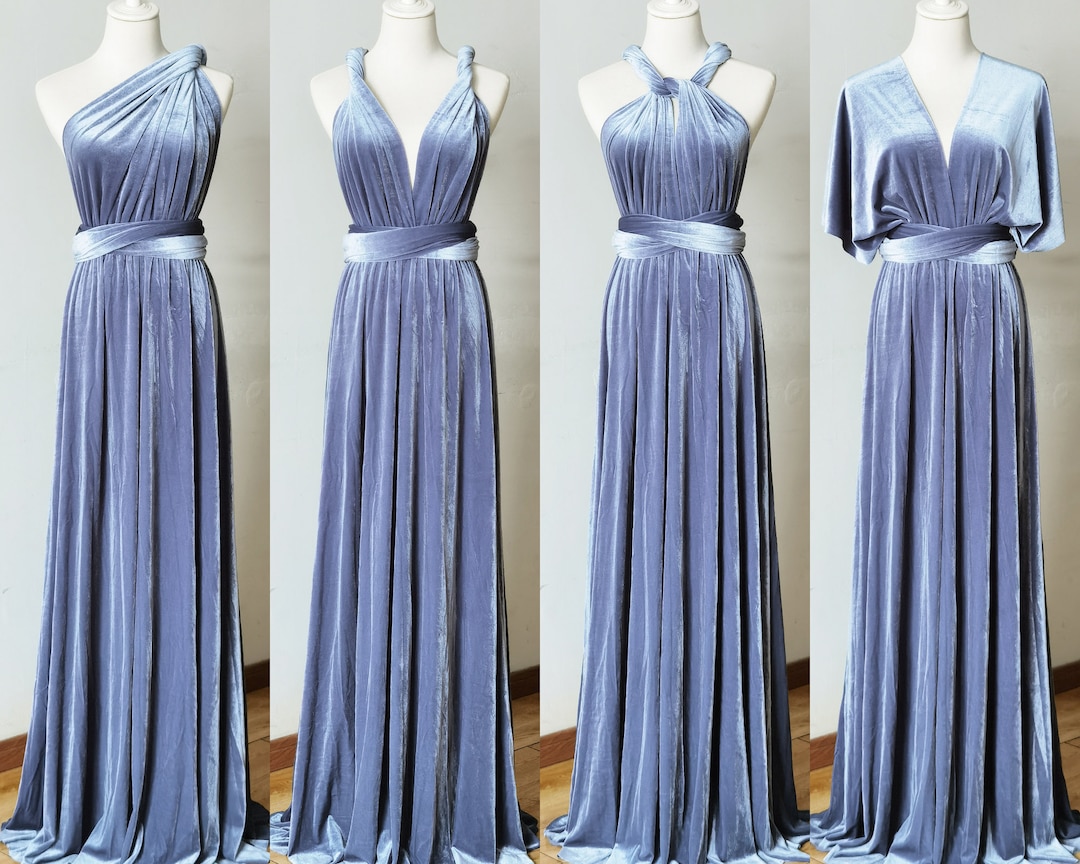 ICE BLUE-VELVET Infinity Dress, Bridesmaid Dress, Multi-way Bridesmaid ...