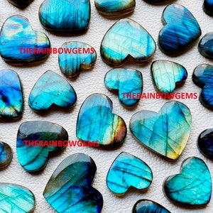 Cabochão de coração de labradorita, labradorita de coração azul, labradorita de pedra preciosa solta, pedra preciosa de coração polida à mão, fabricação de joias de cabochão de coração