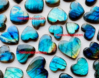 Blue Labradorite Heart Cabochon: Hand Polished Wholesale Loose Gemstone