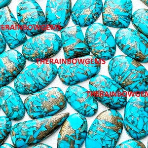 Cabochão de cobre turquesa sintético, lote por atacado por peso, com diferentes formas e tamanhos, usado para fazer joias