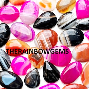 Mix kleur veel gestreepte agaat losse cabochon, gestreepte agaat veel groothandel edelsteen, beide zijden handgepolijste agaat gebruikt voor het maken van sieraden