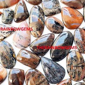 Cabochão dendrítico de mel natural, lote de atacado de pedras preciosas soltas por peso com diferentes formas e tamanhos usados para fazer joias