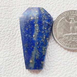 Lapislazzuli naturale, pietra preziosa sfusa, 37x20x5 mm, forma a bara, gioielli con avvolgimento in filo metallico, pietra preziosa cabochon in lapislazzuli