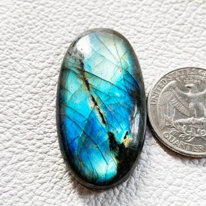 Cabochão de pedra preciosa labradorita azul natural de 42 x 22 x 7 mm, formato oval, joia para colar, pedra preciosa labradorita com desconto