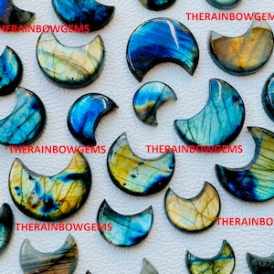Maan vorm labradoriet cabochon, labradoriet maan edelsteen, halve maan, groothandel veel handgepolijst flitsende labradoriet gebruik voor sieraden