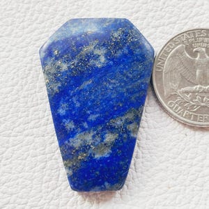 Piedra preciosa suelta de lapislázuli natural, 40 x 27 x 5 mm, forma de ataúd, joyería de alambre enrollado, piedra preciosa de lapislázuli cabujón.