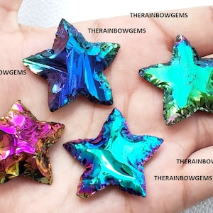 Angel Aura titanium gecoate ster, aura gecoate stervorm, gecoate sterkristal, gesneden titanium gecoate halve maan ster gebruikt voor het maken van sieraden