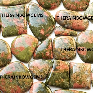 Cabochão de jaspe unakita natural, pedras preciosas soltas, preços de atacado, lote de jaspe unakita polido à mão, usado para fazer joias com pingentes de macramê