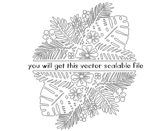 Download Free Tropical Plants Monogram Frame Svg Palm Leaves Border Etsy SVG Cut Files