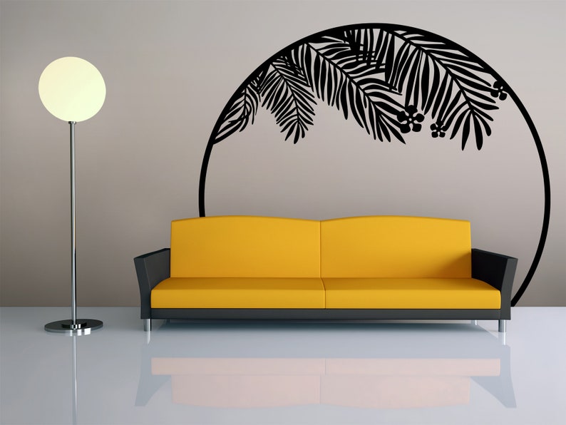 Download Round Circle tropical frame palm tree Svg palm leaves ...