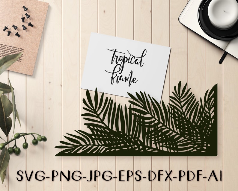 Download Square tropical frame Svg Eps Png Pdf palm leaves border ...