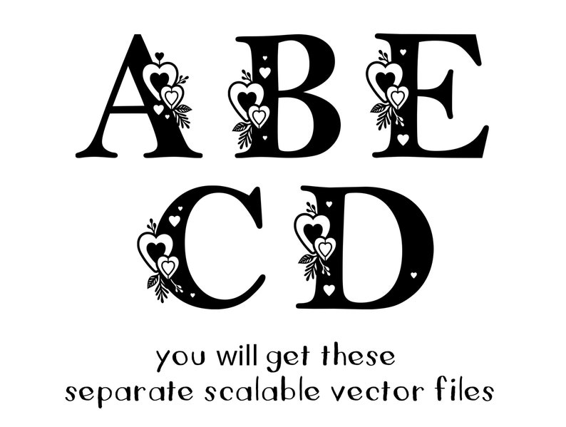 Download Valentine monogram alphabet SVG letters A B C D E font ...