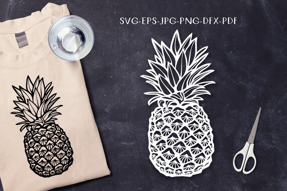 Download Pineapple Silhouette Paper Cut Design Svg Stencil Svg Dxf Etsy