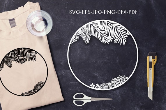 Download Free Round Circle Tropical Frame Palm Tree Svg Palm Leaves Border Etsy SVG Cut Files