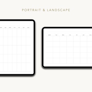 Digital Template, Blank Monthly Calendar, Portrait Blank Calendar ...