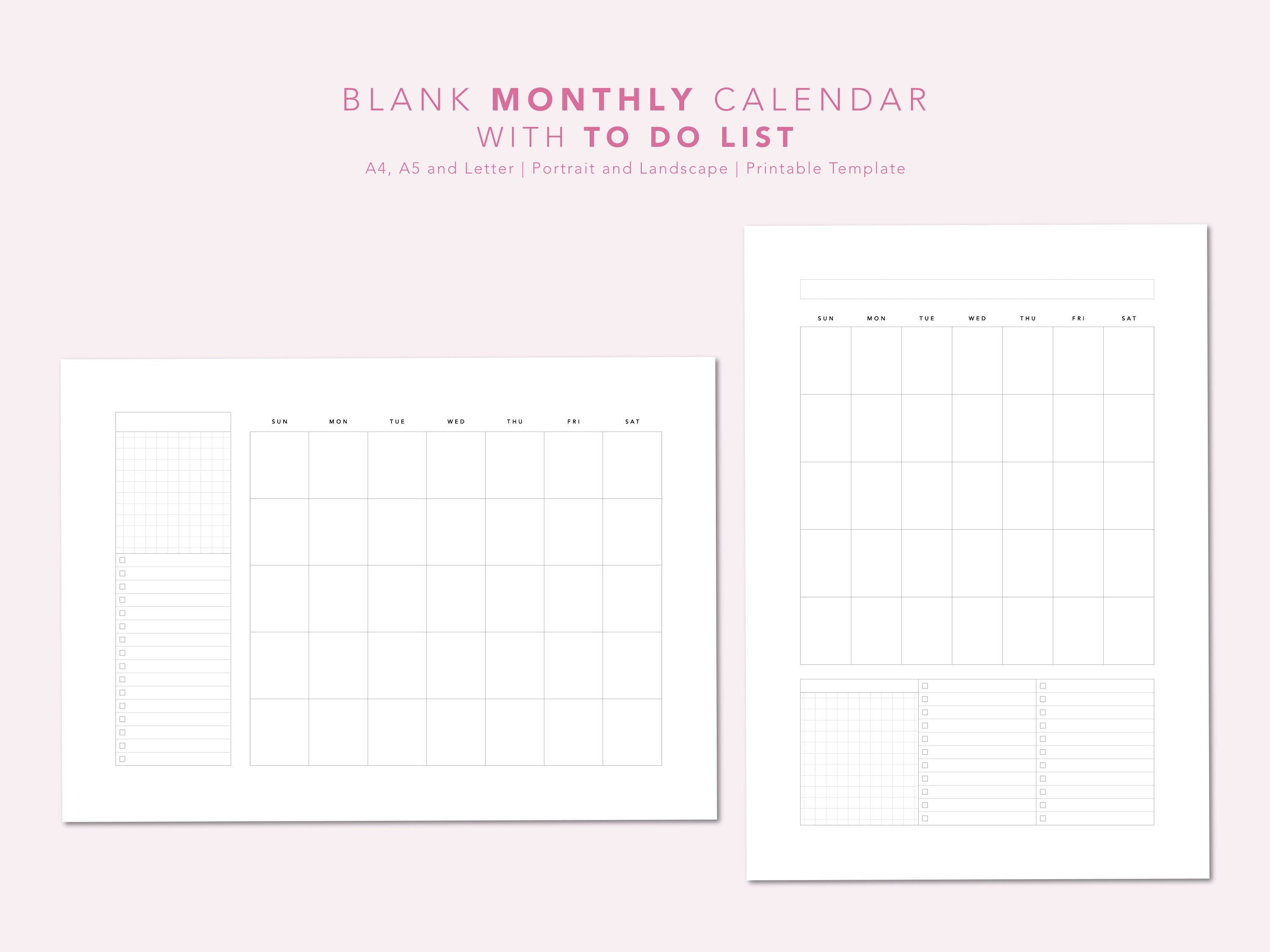 Blank Monthly Calendar Printable Template, Blank Calendar Template ...
