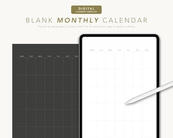 Blank Monthly Calendar Template: Portrait & Landscape (PDF)