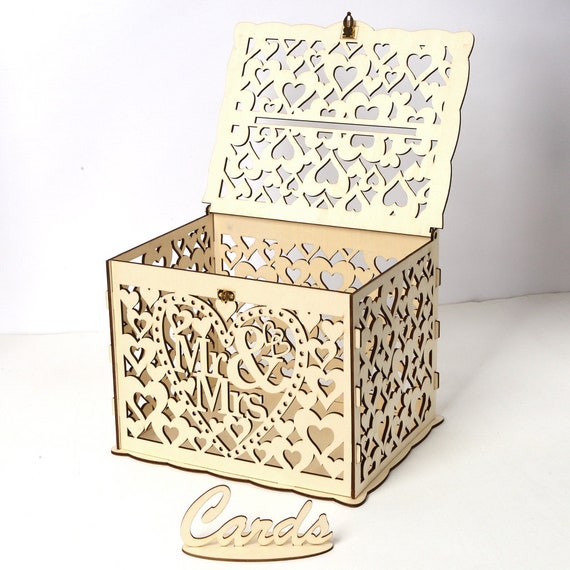 Diy Mr Mrs Wedding Card Box Wedding Money Box Wooden Wedding Etsy