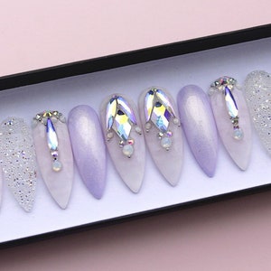 Pink Swarovski Crystal Nails Crystalpixie Nails Bridal - Etsy