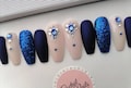 Sapphire Dream Crystals False nails Rhinestone Dark Blue Glitter Fake nails Matte Blue Velvet Press on nails Stick on nails Pressons Holiday product logo