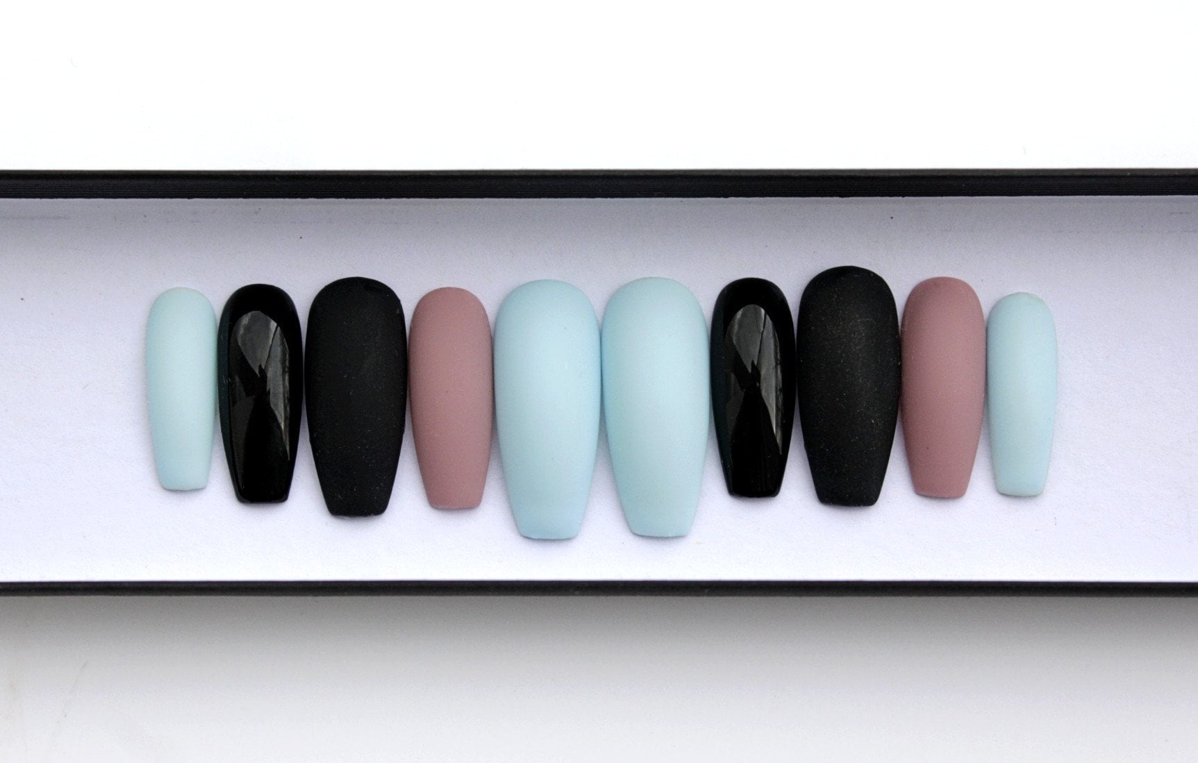 Black Pastel Nails Matte Nails Any Shape False Nails - Etsy