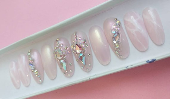 Aurora Nails Swarovski Nails Marble Nails Gold Nails Etsy