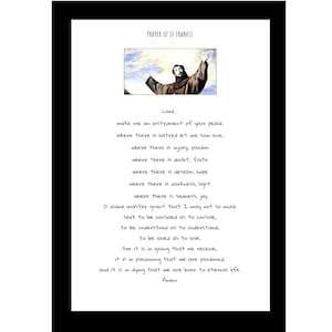 Gebed van Sint Franciscus inspirerende digitale print kunst aan de muur digitale download katholieke christelijke Sint Franciscus gebed PDF print kunst.