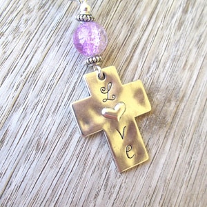 Cross Christian keychain keyring stamped crucifix cross pendant key chain key ring bag charm Christian Catholic spiritual jewelry gifts.