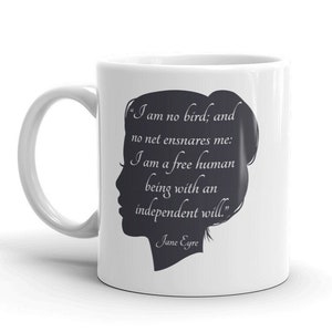 I Am No Bird Mug, Jane Eyre Quote Mug, Literary Gift, Literary Mugs, Book Lover Gift, Charlotte Bronte Mug, Book Quote Mug