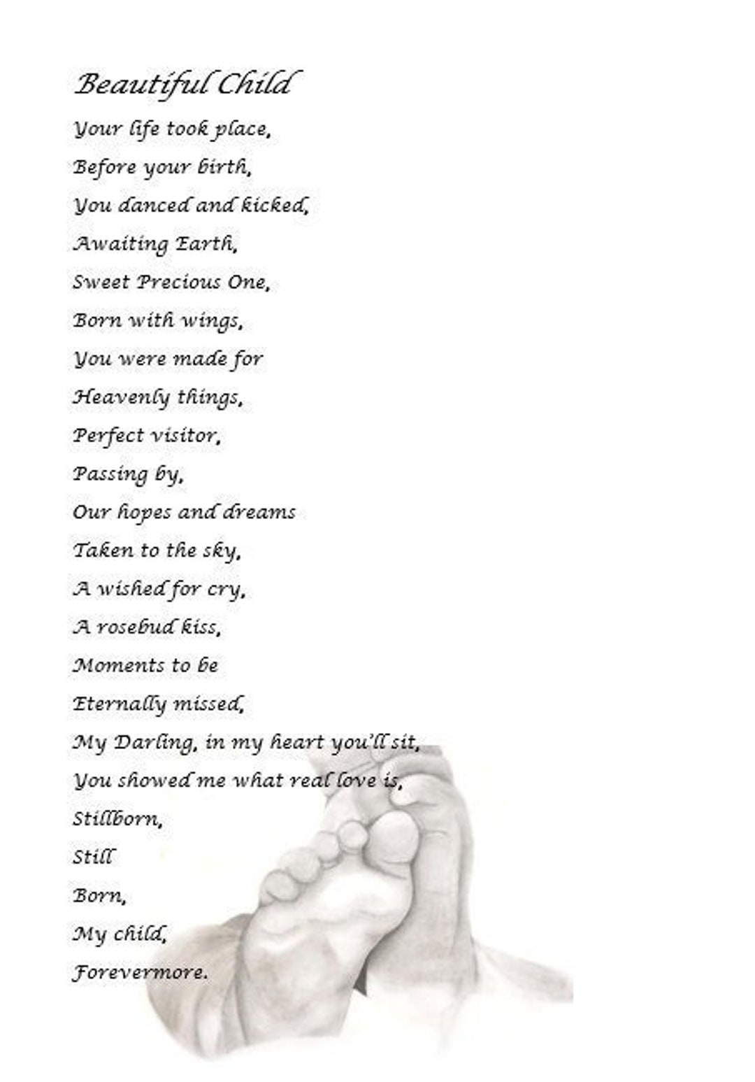 Child Funeral Poetry Print Stillbirth Poem Baby Death Poem Etsy