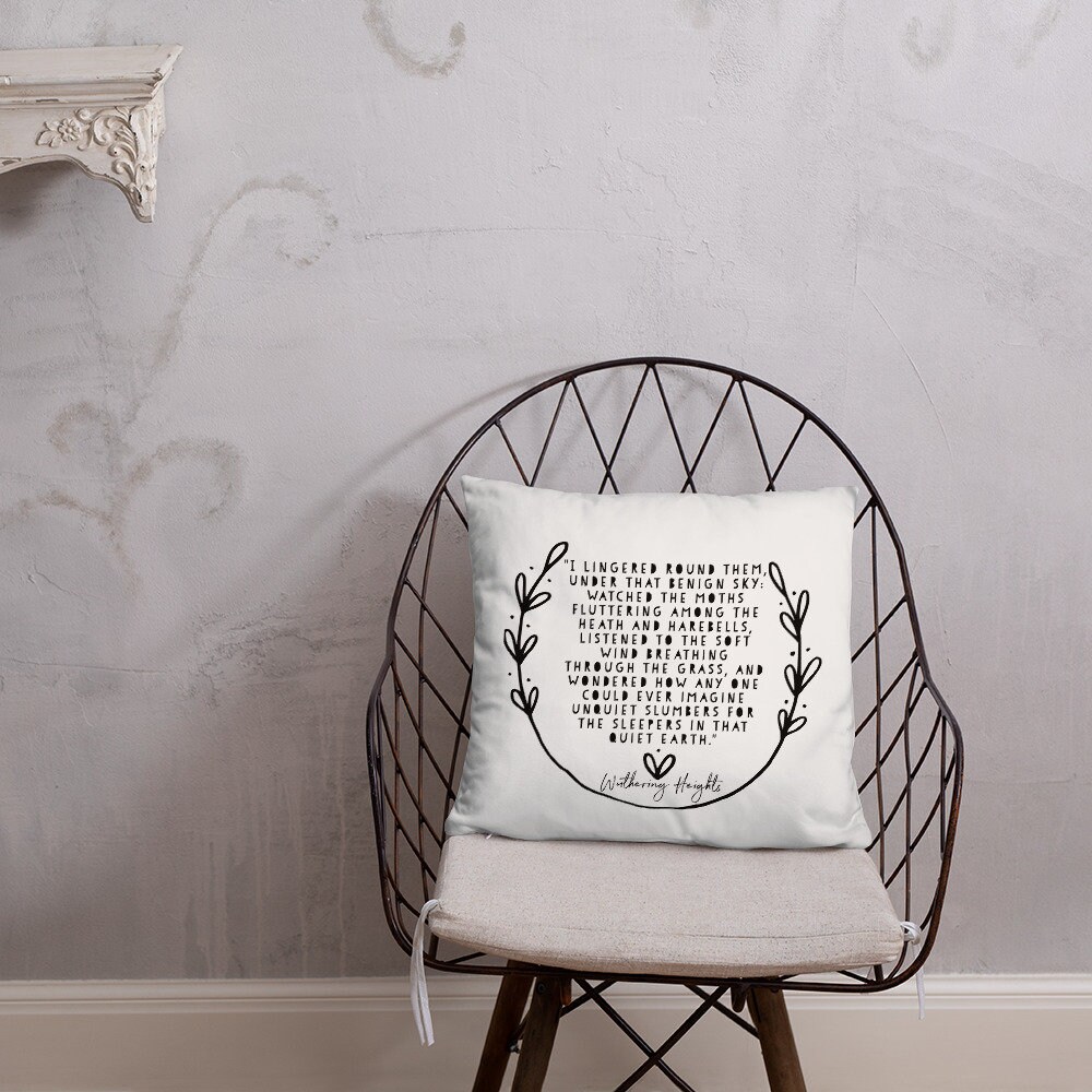 Wuthering Heights Quote Pillow Book Quote Pillow Literary Etsy