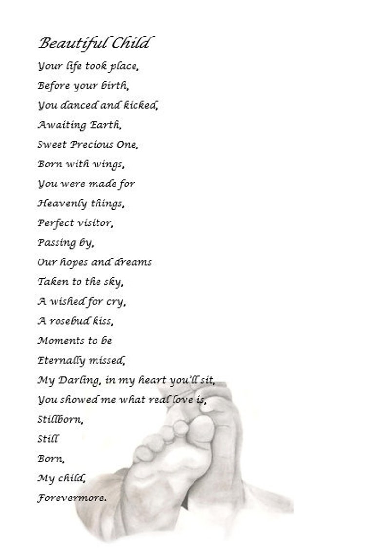 Child Funeral Poetry Print Stillbirth Poem Baby Death Poem  Etsy