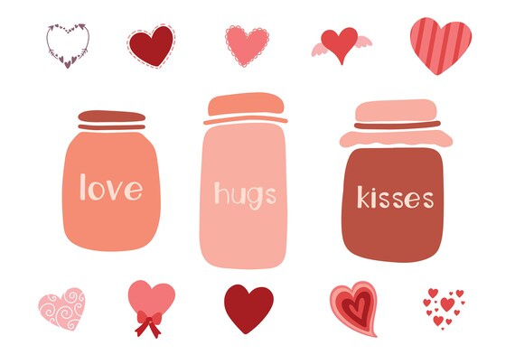 Love Hugs Kisses Jars Svg Hearts Svg Hugs Svg Love Svg Etsy