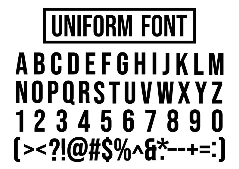 Uniform Font Svg Font Svg Alphabet Svg Digital Download Etsy