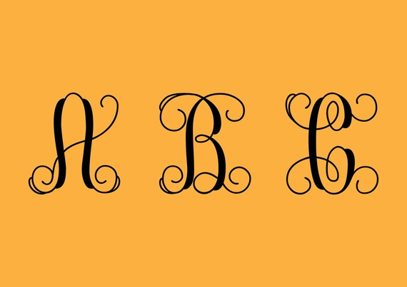 Download Vine Monogram Font Svg Svg Files For Silhouette Cameo Or Etsy