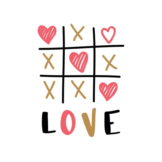 Valentines Tic Tac Toe Svg Valentine Svg Love Svg Heart Etsy