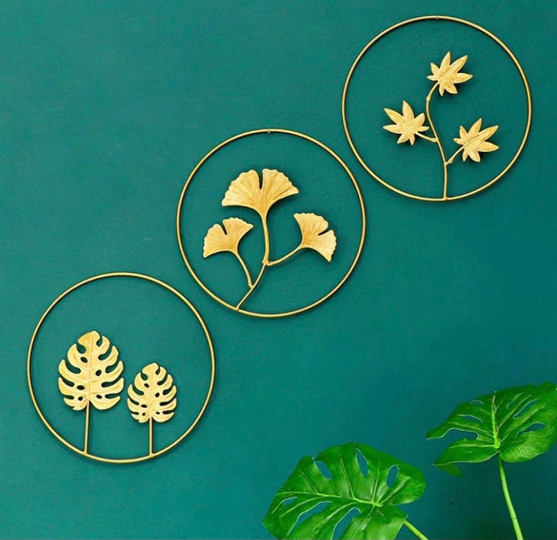 Set of 3 Scandi Gold Metal Wall Art Wall Hangings Wall Decor Etsy