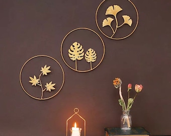 show original title Details about   Gold leaf wall decorations blattoptik poly/fiberglass h.3cm b.95cm